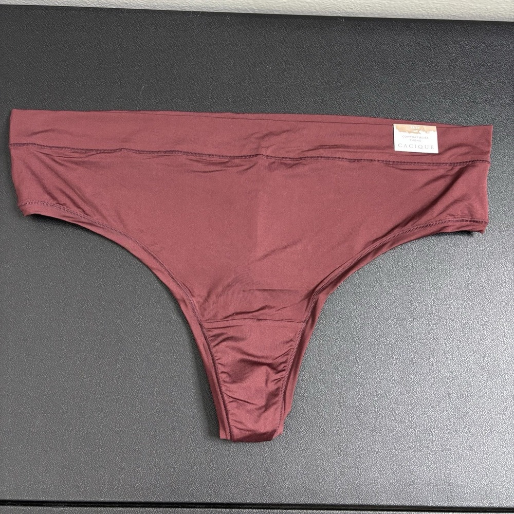 Plus Size 22/24 Lane Bryant Cacique Comfort Bliss Thong Maroon Nylon NWT